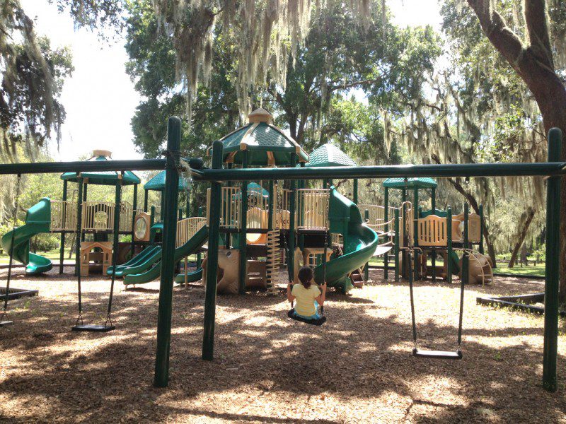 Green and brown playground