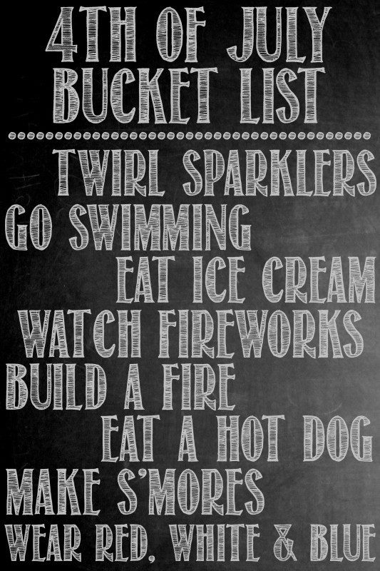 4th of July Bucket List