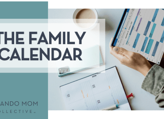 Windows via Unsplash hands holding a calendar with a cup of coffee nearby with 'the family calendar' on the left