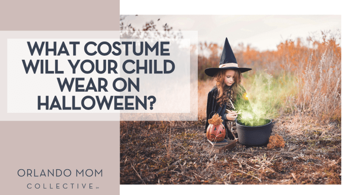 What Costume Will Your Child Wear On Halloween? Paige Cody via Unsplash girl in which costume sitting in field with a cauldron with green smoke coming out of the top with 'What Costume Will Your Child Wear On Halloween?' on the left