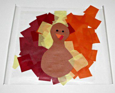 Contact Paper and Tissue Paper Turkey Craft