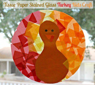 Tissue Paper Stained Glass Turkey Kids Craft