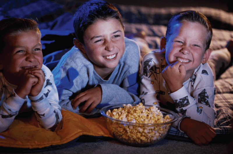 4 boys watching movie