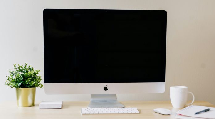 Amy hirschi unsplash - blank computer screen with keyboard, white mug and plant