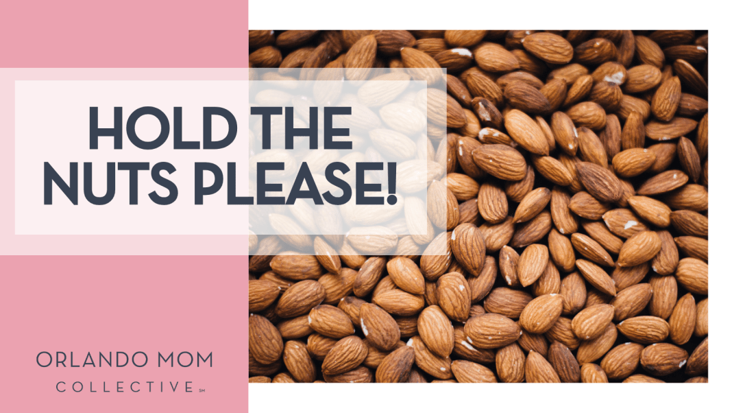 Chuttersnap via Unsplash almonds with 'hold the nuts please' on the left