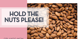 Chuttersnap via Unsplash almonds with 'hold the nuts please' on the left