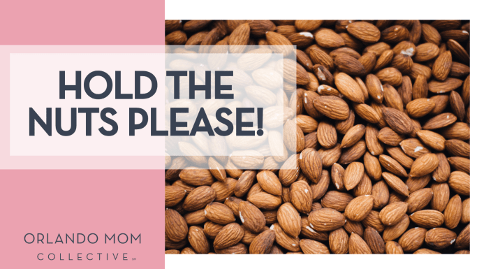 Chuttersnap via Unsplash almonds with 'hold the nuts please' on the left