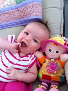 Our Emily and her favorite doll as a baby, Emily