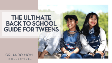 Rahmani Kresna via Unsplash three young girls sitting together in a row with words 'The Ultimate Back to School Guide for Tweens'