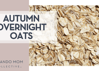 Autumn Overnight Oats Lukasz Rawa via Unsplash oats spread out with 'Autumn Overnight Oats' on the left