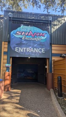 Shark Encounter Entrance sign at SeaWorld Orlando