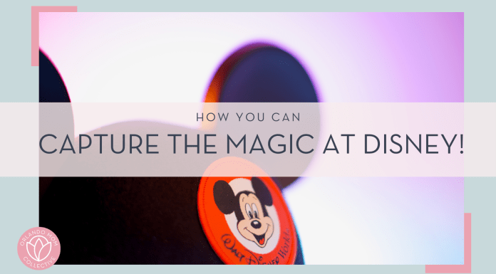 brian mcgowan via unsplash photo of mickey hat with ears and words 'how you can capture the magic at disney!' in front of it