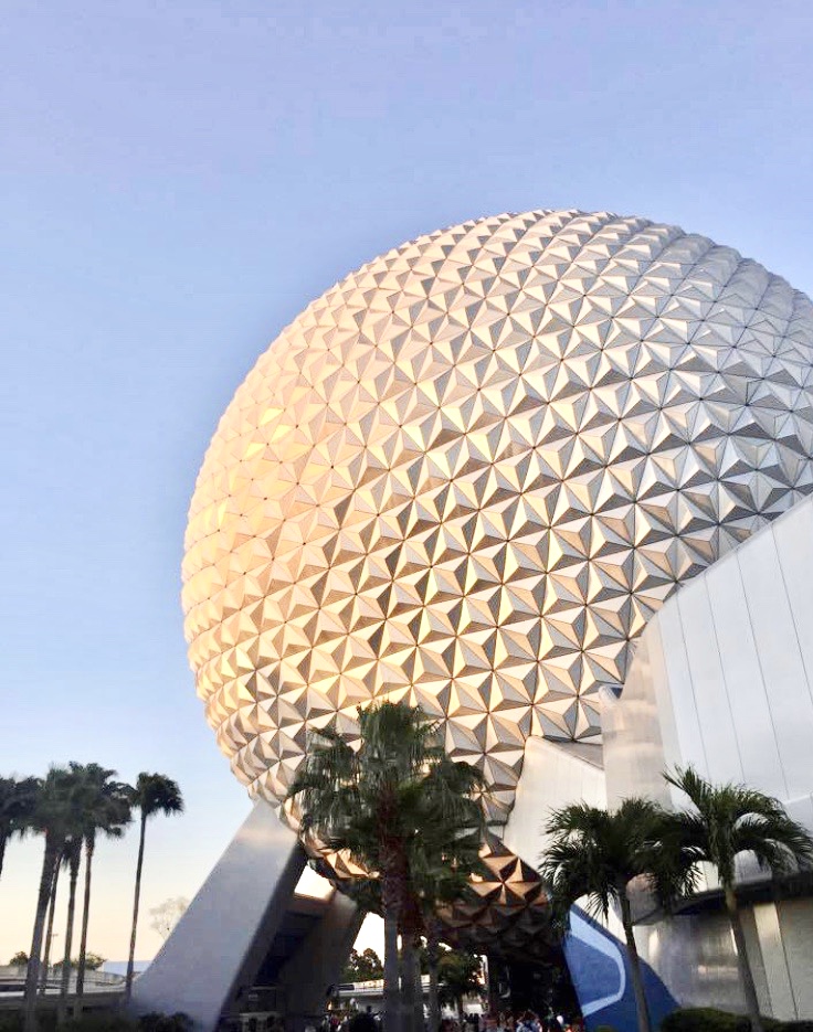 spaceship earth with trees and sunlight