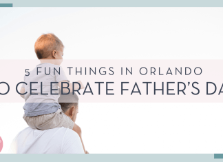 kelli mcclintock photo via unsplash photo from behind of man with son on his shoulders with words '5 fun things in orlando to celebrate father's day'