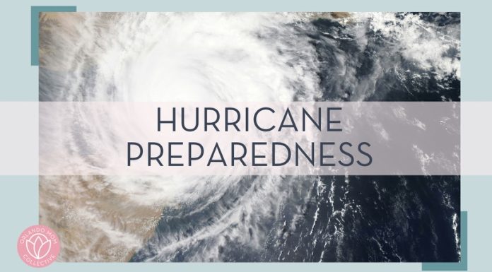 satelite image of hurricane in the ocean with words 'hurricane preparedness' overtop