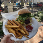 Burger from Burgers and Booch by Joes Oats Patties at the plant-based market