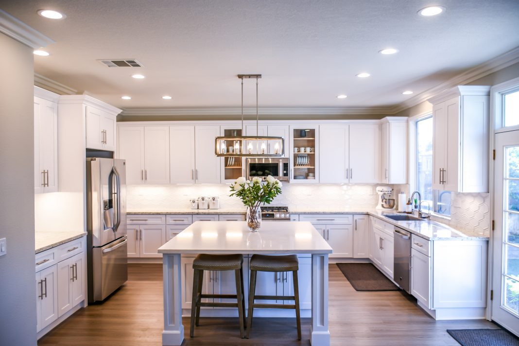 clean bright white kitchen