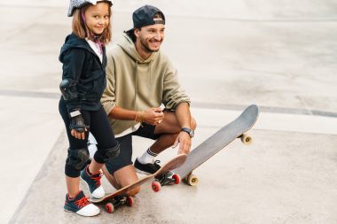 Happy little girl with her instructor