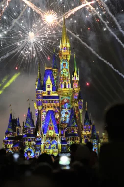 cinderella castle with fireworks