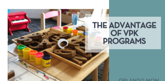 Gautam Arora via Unsplash wooden letters in a box and other school supplies on a desk with 'The Advantage of VPK Programs' on the right