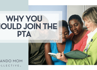 National Cancer instate via unsplah image of four adults looking at a tablet with words 'why you should join the PTA' on the left