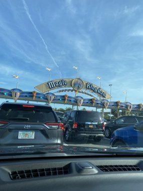 Magic Kingdom Main Gates from car window