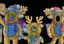 three light up reindeer