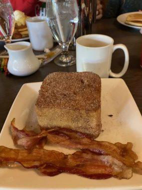 Kona is famous for Tonga Toast - French toast with bananas inside, served with strawberry compote.