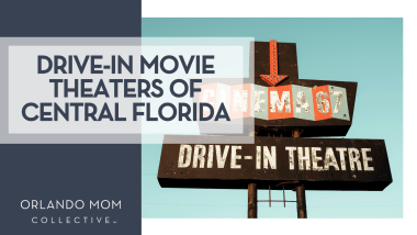 Dominique Hicks via unsplash drive in theatre sign with words 'drive-in movie theaters of central florida' on the left.