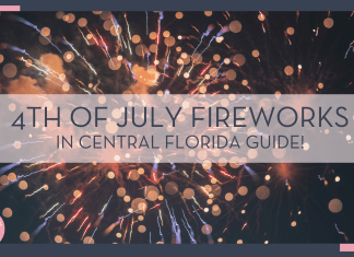 erwan hesry via unsplash photo of fireworks against black sky with words '4th of July fireworks in Central Florida' overtop