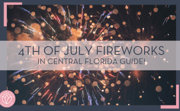 erwan hesry via unsplash photo of fireworks against black sky with words '4th of July fireworks in Central Florida' overtop