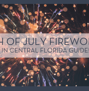 erwan hesry via unsplash photo of fireworks against black sky with words '4th of July fireworks in Central Florida' overtop