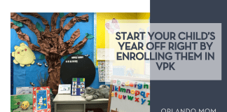 Start Your Child’s Year Off Right by Enrolling them in VPK Monica Sedra via Unsplash preschool classroom wall with paper tree and sun with 'Start Your Child’s Year Off Right by Enrolling them in VPK' on the right