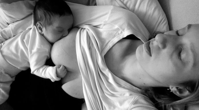 Mom breastfeeding baby.