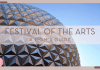 frances gunn via unsplash picture of spaceship earth and sky with 'festival of the arts a mom's guide in text over top'