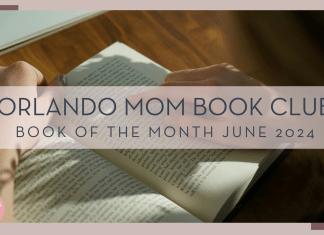 thought-catalog via unsplash photo of open book and person reading with words 'orlando mom book club book of the month June 2024' overtop