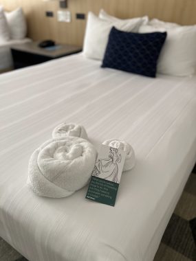 Towel in the shape of mickey at the Contemporary Hotel. Girls trip