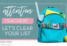 Teachers — Let’s Clear Your List graphic with a backpack that reads "attention teachers let's clear your list"