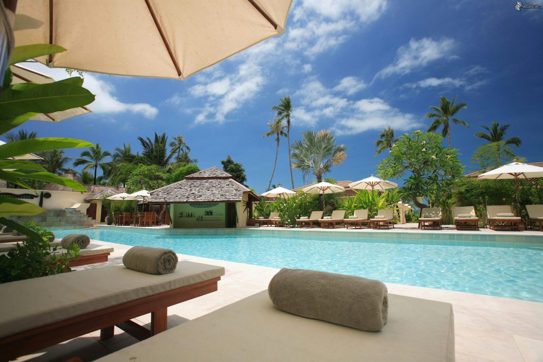 photo of a cabana by a pool staycation