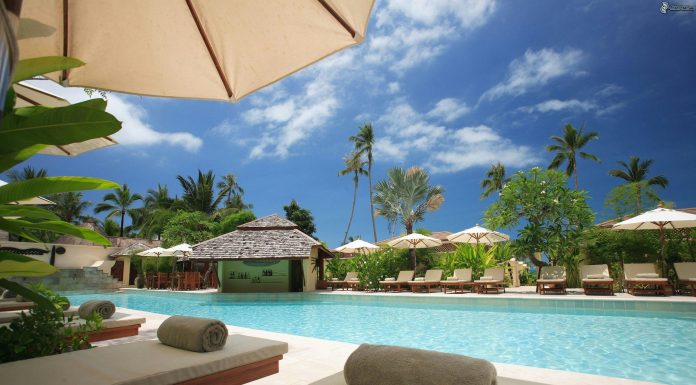 photo of a cabana by a pool staycation