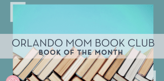 Orlando Mom Book Club: Book of the Month for September 2024 Orlando Mom Book Club Book of the Month with stacks of books behind words