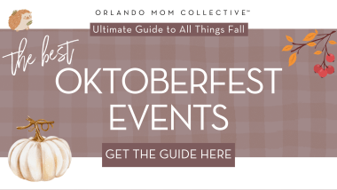 tan and brown gingham background with cream pumpkin, hedgehog and branch with orange and red leaves on it with 'oktoberfest events' in the middle