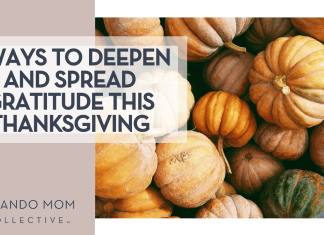 Kerstin Wrba via Unsplash pumpkins in various shades of orange and green with '6 Ways to Deepen and Spread Gratitude this Thanksgiving' on the left