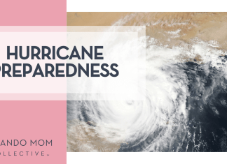 hurricane satelite image from Unsplash with words 'hurricane preparedness' on the left side
