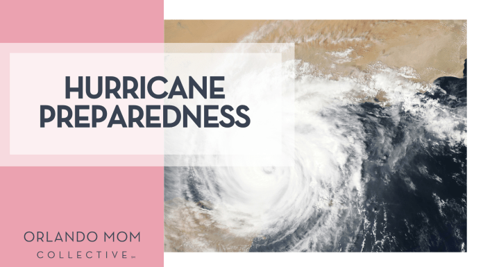 Hurricane Preparedness hurricane satelite image from Unsplash with words 'hurricane preparedness' on the left side