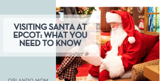 DRZ via Unsplash Santa on a red couch greeting a boy child with 'Visiting Santa at EPCOT: What You Need to Know' on the left