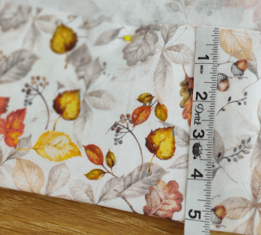 measuring folded over edge of inside out fall fabric to 5 in 