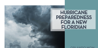 Hurricane Preparedness for a New Floridian storm cloud via Unsplash with words 'hurricane preparedness for a new floridian' on the right