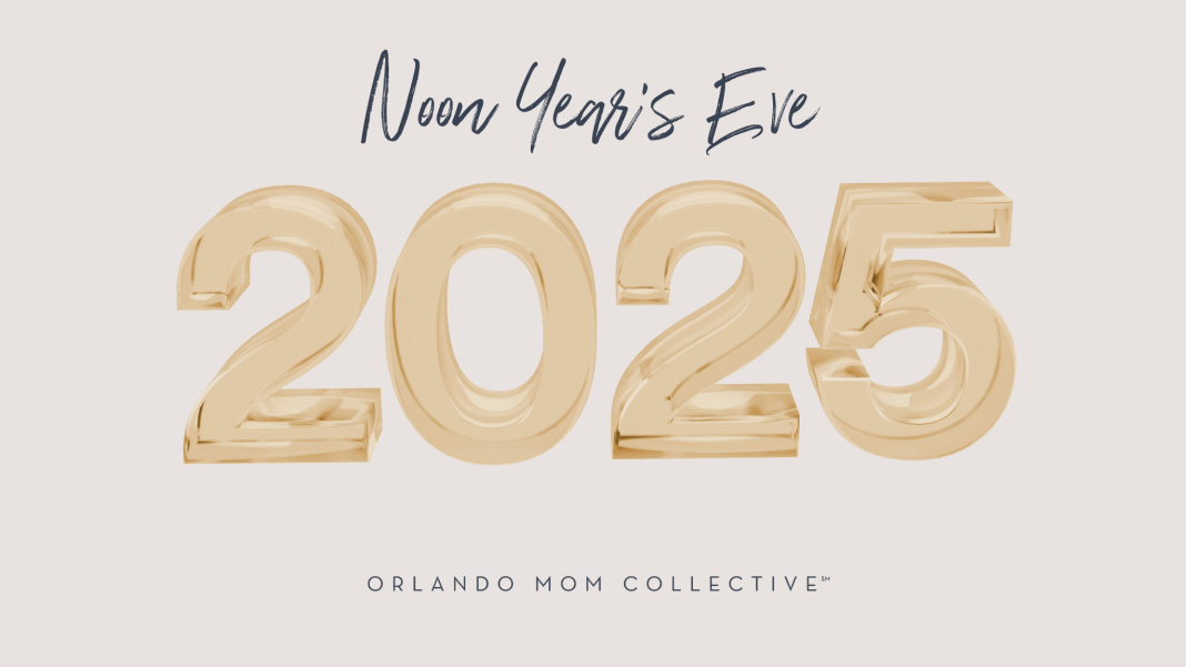 Noon Year's Eve 2025 on tan background