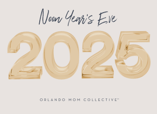 Noon Year's Eve 2025 on tan background